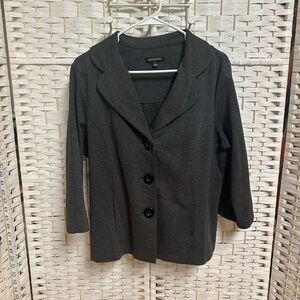 Notations lightweight blazer button up euc 3/4‎ sleeve size L dark grey